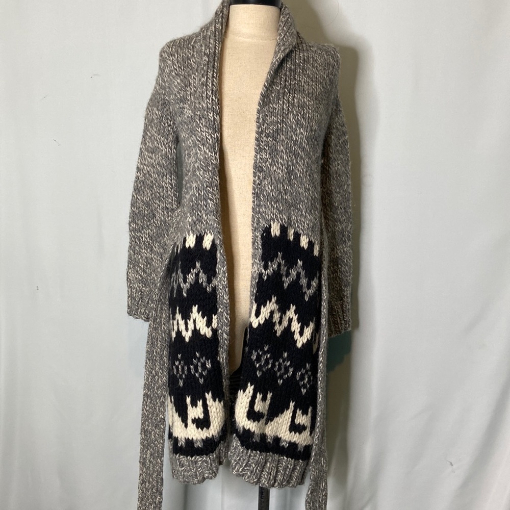 Banana Republic  Women Alpaca Gray Black Belted Cardigan Knit Sweater  Small